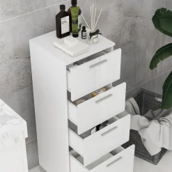 Mueble auxiliar Volco Kleankin 4 cajones blanco brillo 93x30x30 cm