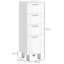 Mueble auxiliar Volco Kleankin 4 cajones blanco brillo 93x30x30 cm