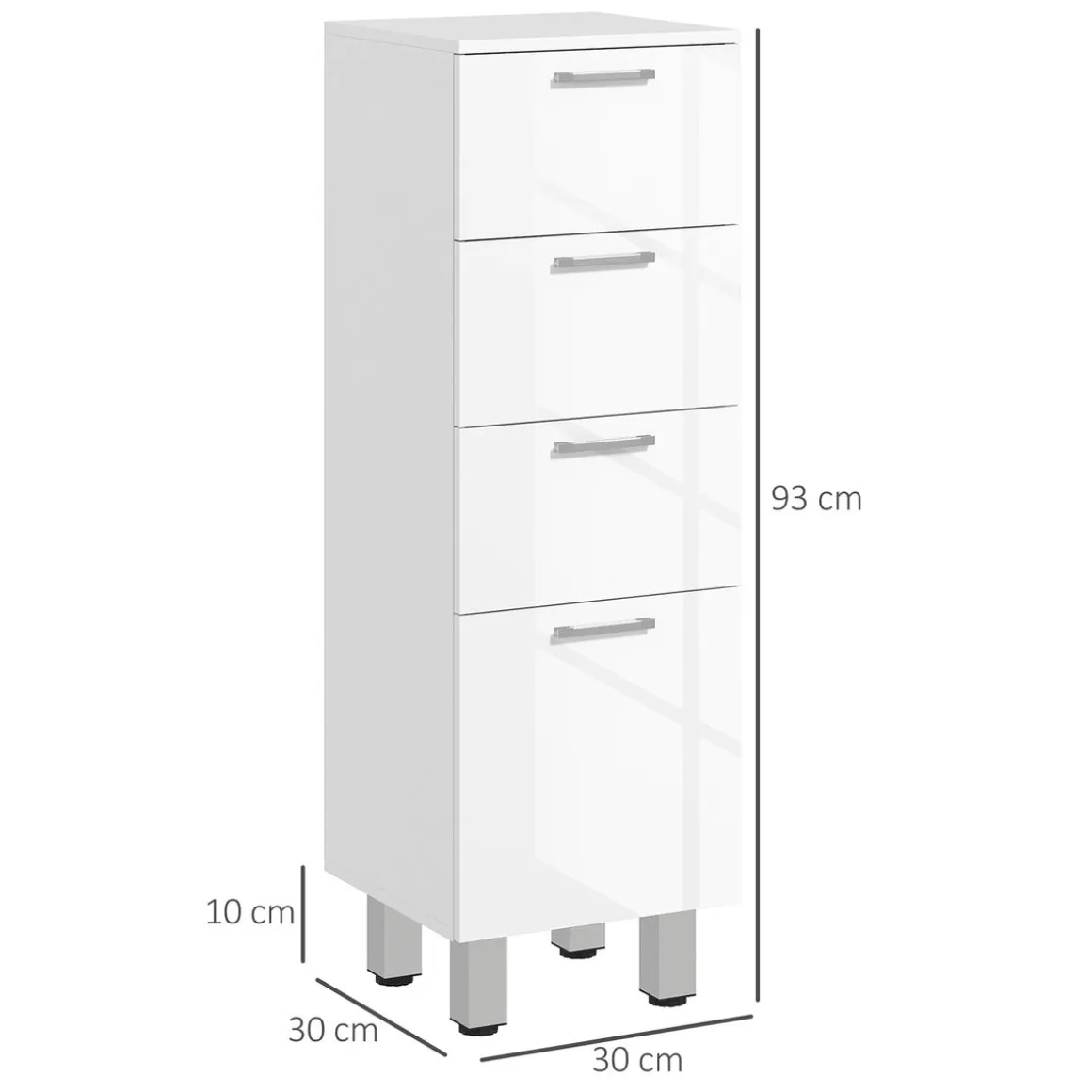 Mueble auxiliar Volco Kleankin 4 cajones blanco brillo 93x30x30 cm