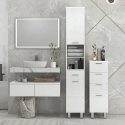 Mueble auxiliar Volco Kleankin 4 cajones blanco brillo 93x30x30 cm