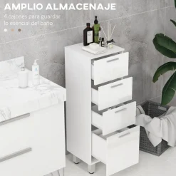 Mueble auxiliar Volco Kleankin 4 cajones blanco brillo 93x30x30 cm