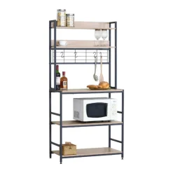 Mueble auxiliar Vértice con ganchos y estantes negro/natural 171x84x40 cm