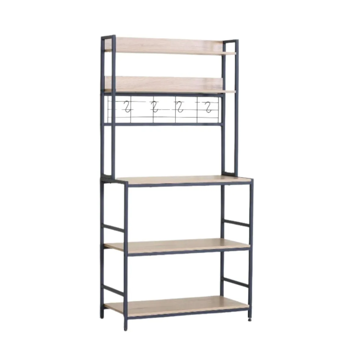 Mueble auxiliar Vértice con ganchos y estantes negro/natural 171x84x40 cm