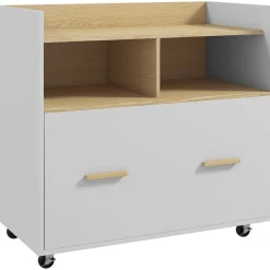 Mueble auxiliar Wick Vinsetto con ruedas roble/blanco 75,5x76x40 cm