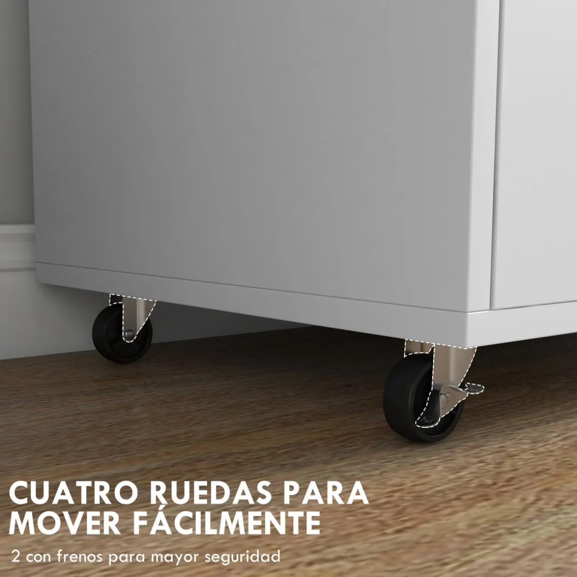 Mueble auxiliar Wick Vinsetto con ruedas roble/blanco 75,5x76x40 cm