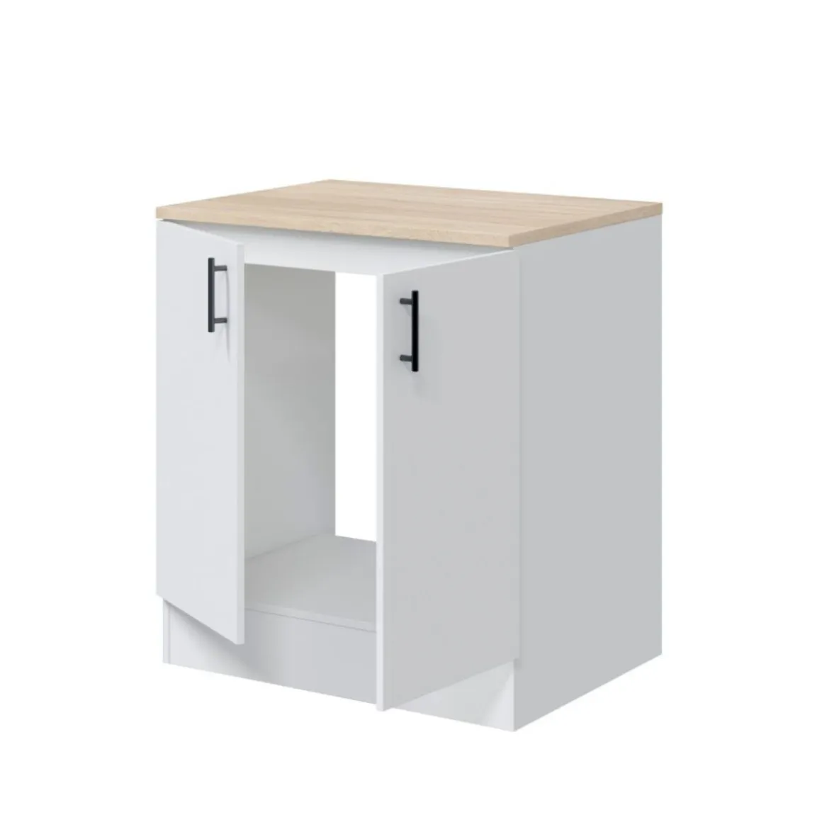 Mueble bajo de cocina Kira para fregadero 2 puertas blanco 90x80x60 cm