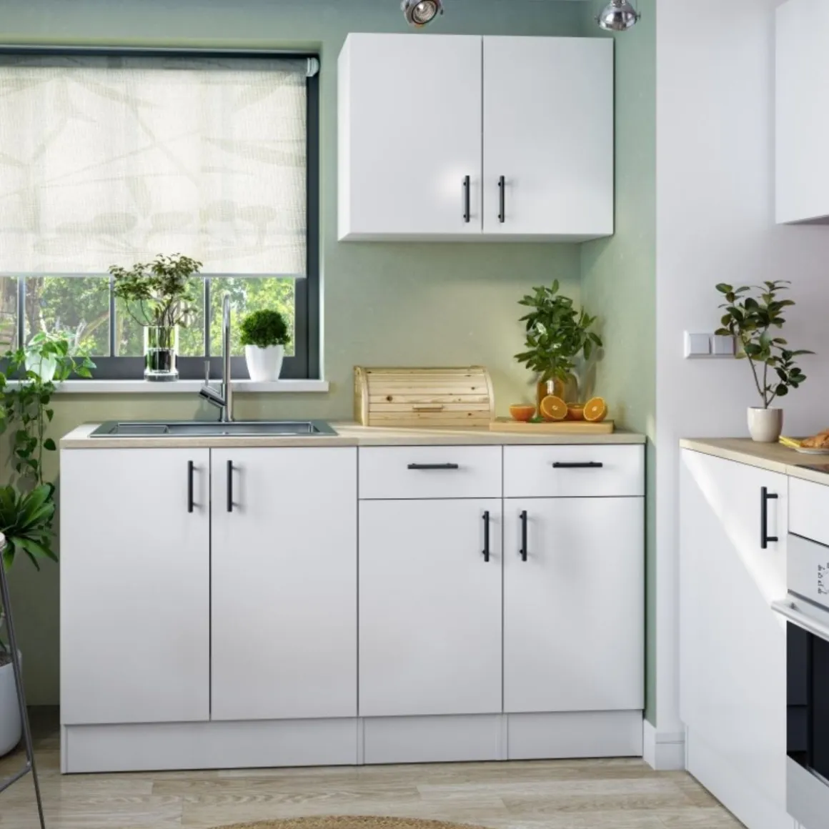 Mueble bajo de cocina Kira para fregadero 2 puertas blanco 90x80x60 cm
