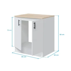 Mueble bajo de cocina Kira para fregadero 2 puertas blanco 90x80x60 cm