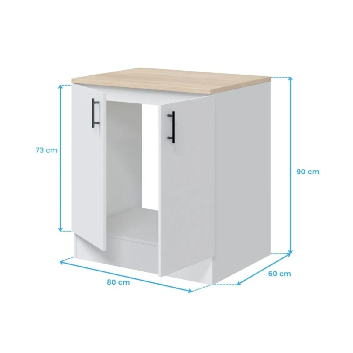 Mueble bajo de cocina Kira para fregadero 2 puertas blanco 90x80x60 cm