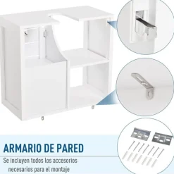 Mueble bajo de lavabo Kleankin suspendido blanco 54x60x30 cm