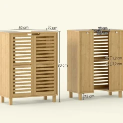 Mueble bajo de lavabo Ritual Homcom 2 puertas natural 80x60x30 cm