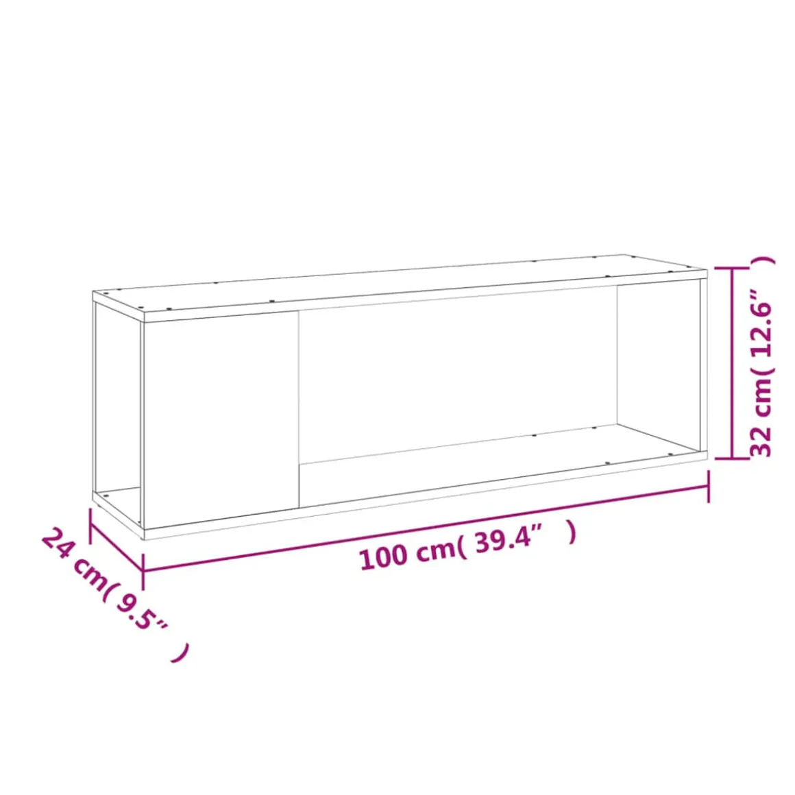 Mueble bajo de TV Bora Bora repisa superior + inferior 32x100x24 cm