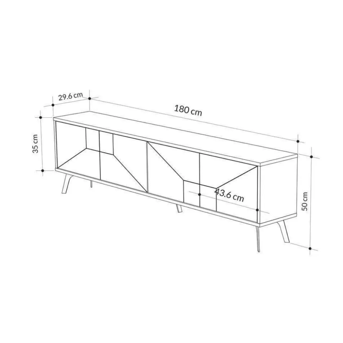 Mueble bajo de TV Dune 4 compartimentos 50x180x29,6 cm