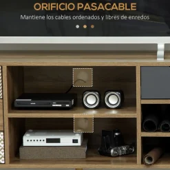 Mueble bajo de TV Exotic Homcom estilo boho marrón 64x120x39 cm