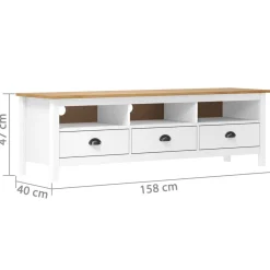 Mueble bajo de TV Hill 3 cajones madera maciza de pino 47x158x40 cm