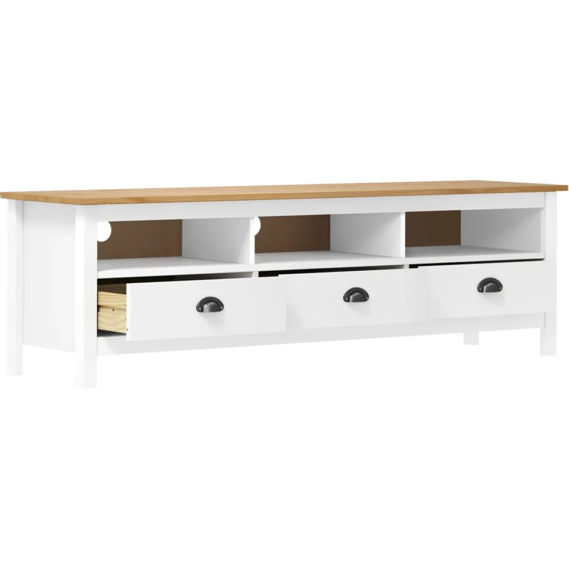 Mueble bajo de TV Hill 3 cajones madera maciza de pino 47x158x40 cm