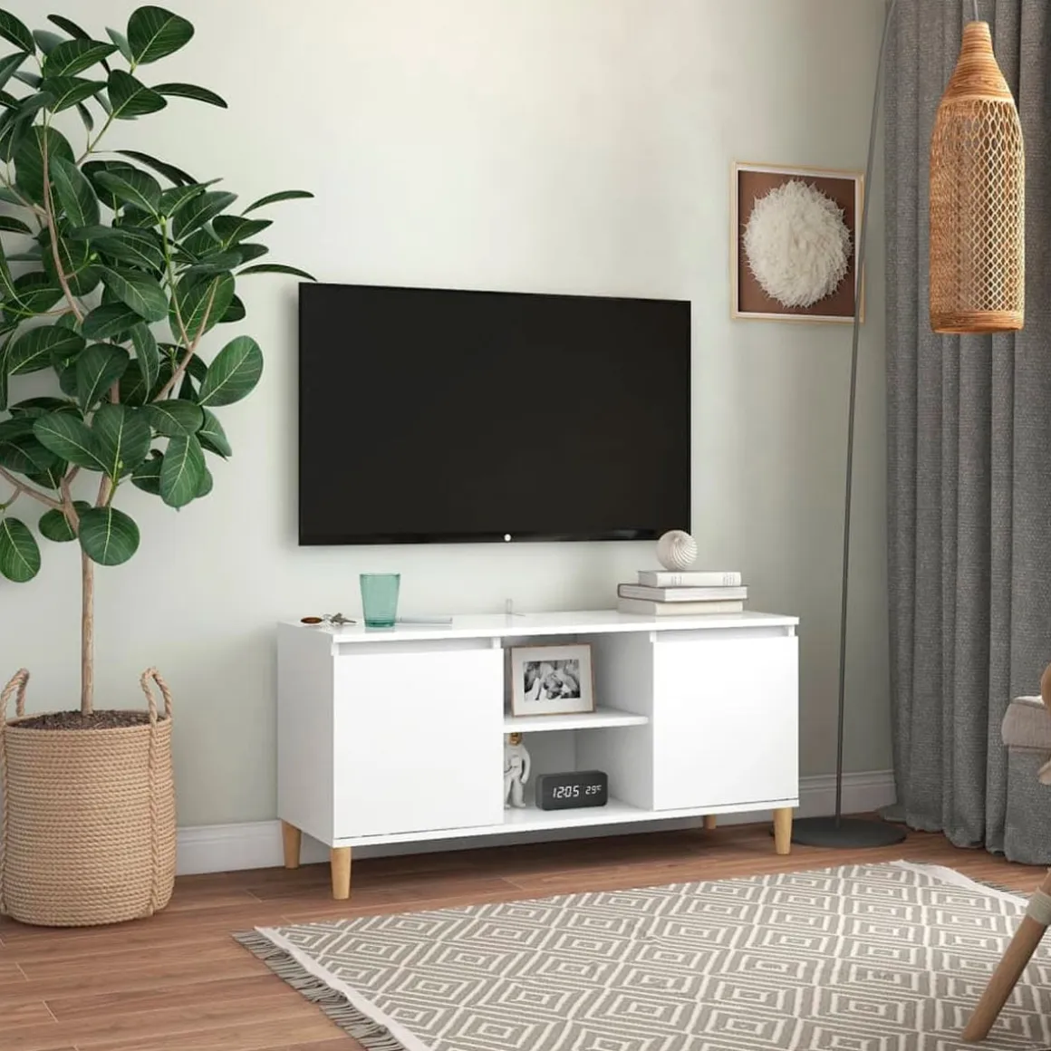 Mueble bajo de TV Kapa 2 puertas + 2 estantes blanco 50x103,5x35 cm