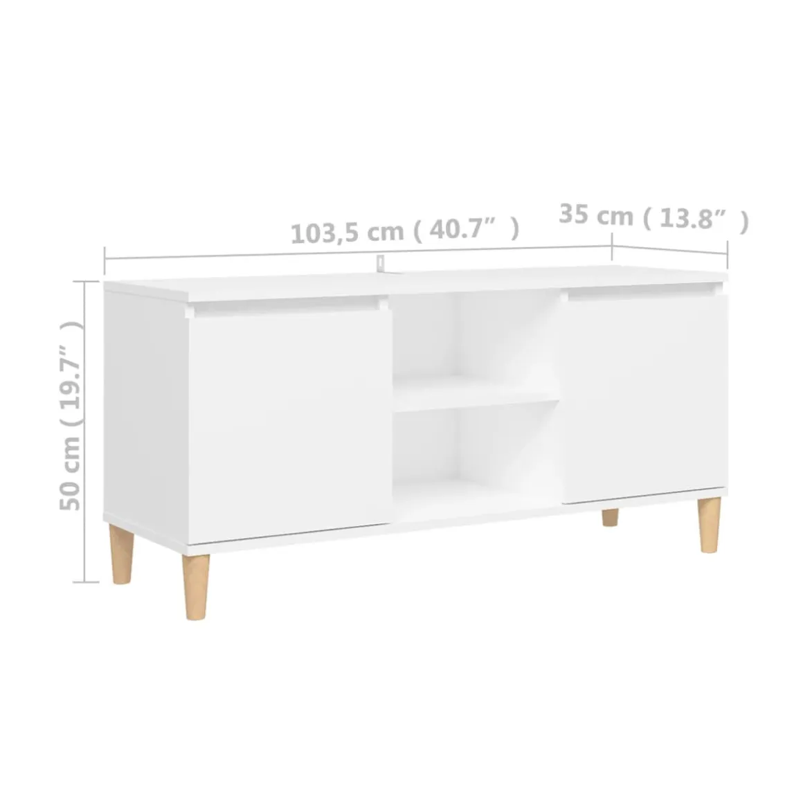 Mueble bajo de TV Kapa 2 puertas + 2 estantes blanco 50x103,5x35 cm