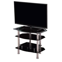 Mueble bajo de TV Liverpool 3 estantes cristal negro 80x64,5x60 cm