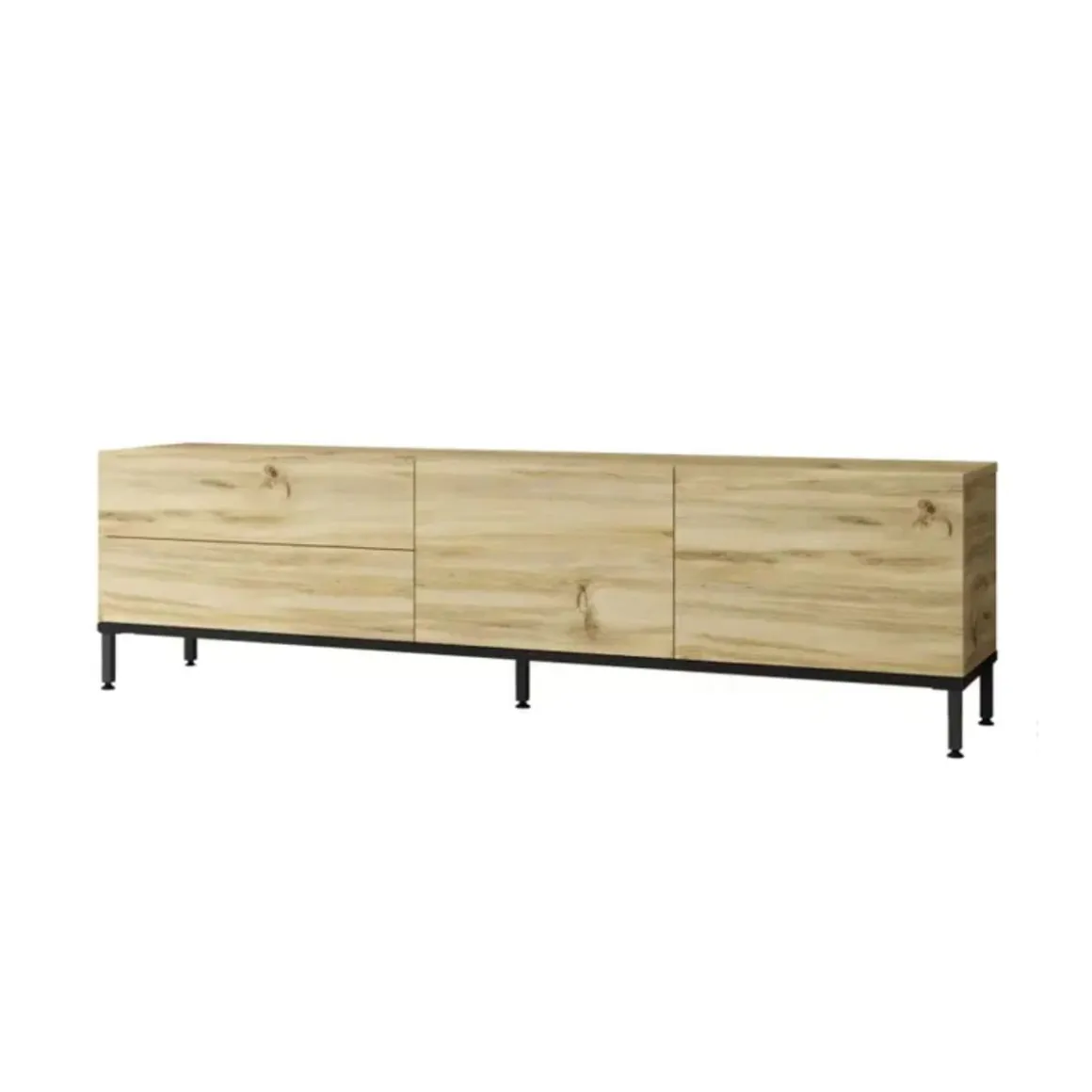Mueble bajo de TV Luvio 4 puertas abatibles + patas ajustables roble 45x170x35 cm
