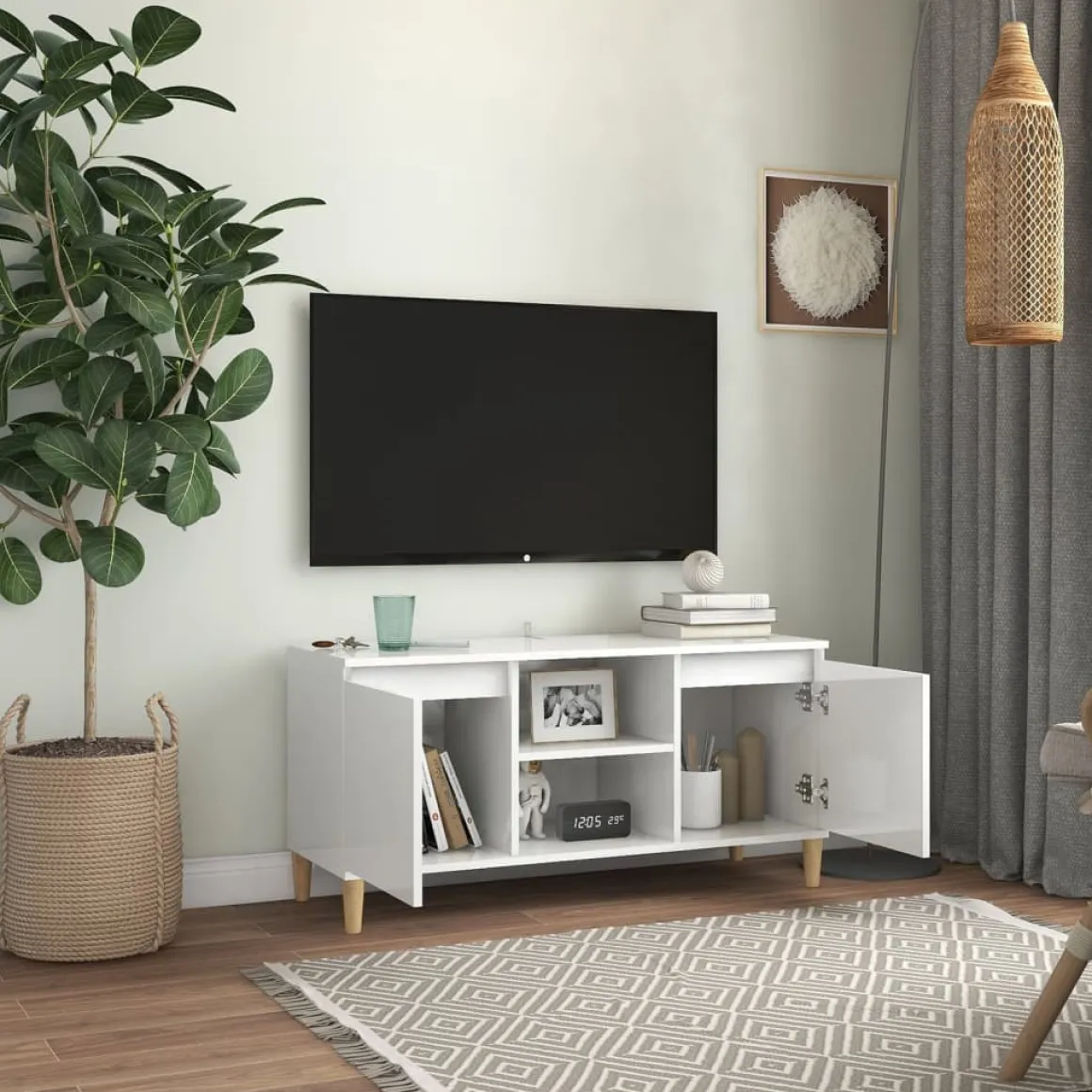 Mueble bajo de TV Merlo 2 puertas + 2 estantes 50x103,5x35 cm