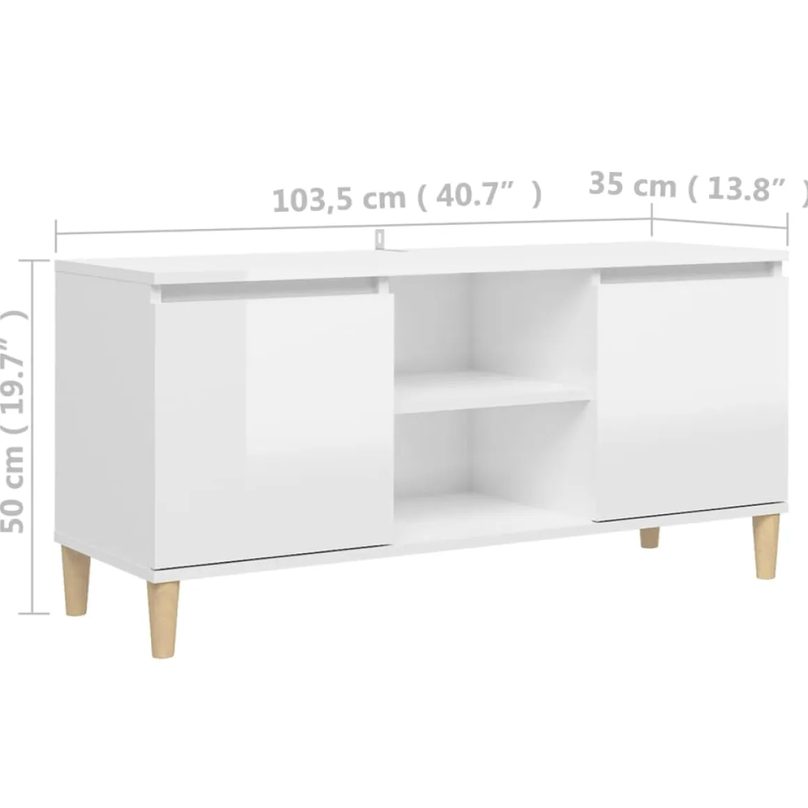 Mueble bajo de TV Merlo 2 puertas + 2 estantes 50x103,5x35 cm