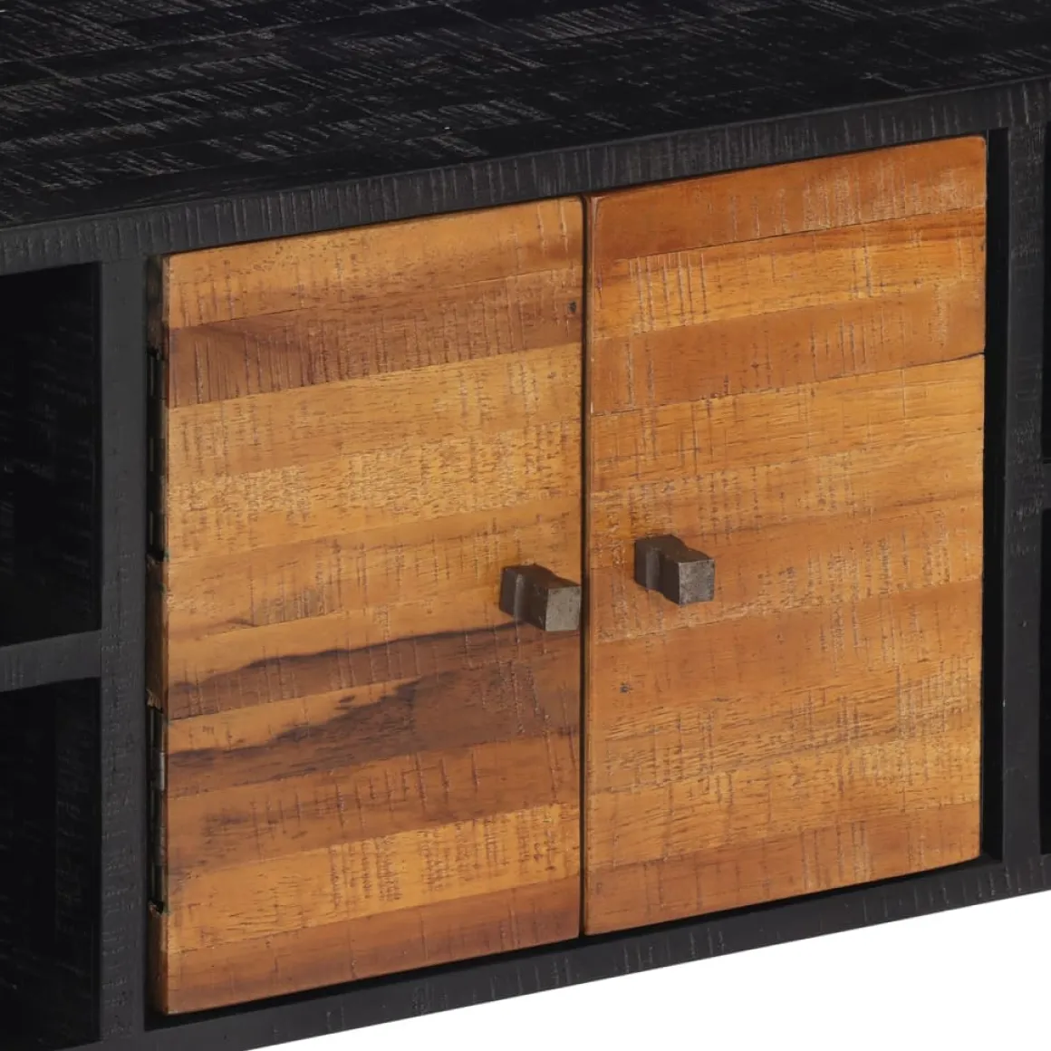 Mueble bajo de TV Márquez 4 módulos + 2 puertas negro/natural