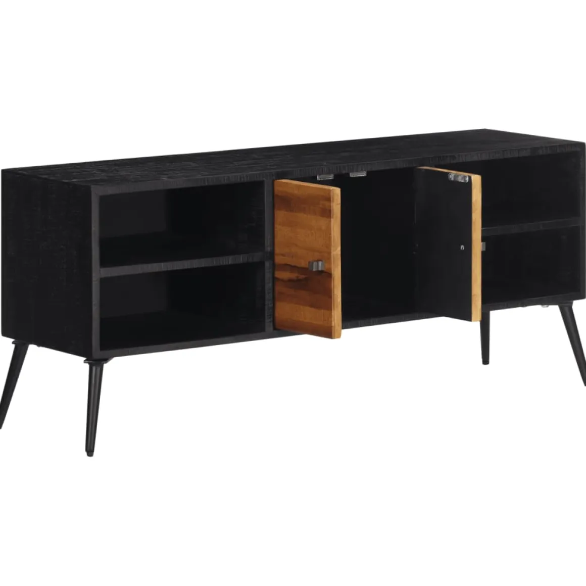 Mueble bajo de TV Márquez 4 módulos + 2 puertas negro/natural