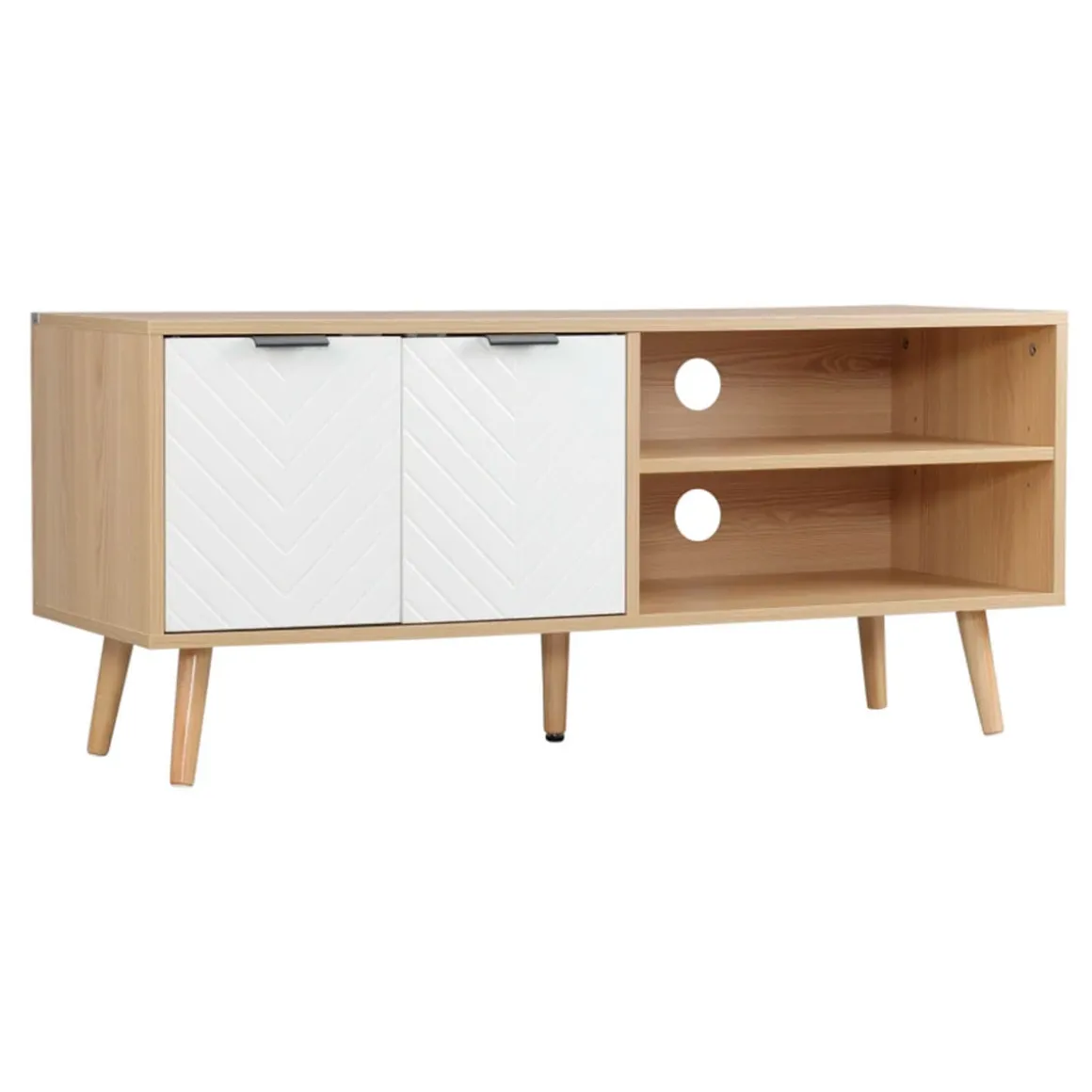 Mueble bajo de TV Venice Homcom 2 módulos + 2 puertas natural/blanco 48,8x110x39 cm