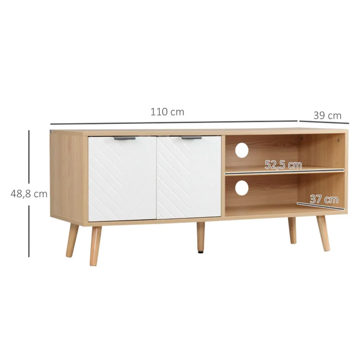 Mueble bajo de TV Venice Homcom 2 módulos + 2 puertas natural/blanco 48,8x110x39 cm