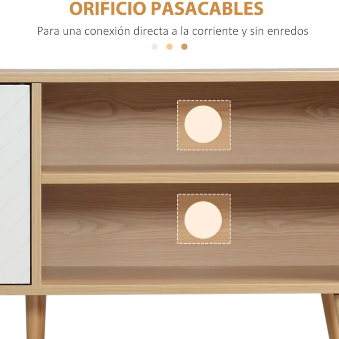 Mueble bajo de TV Venice Homcom 2 módulos + 2 puertas natural/blanco 48,8x110x39 cm