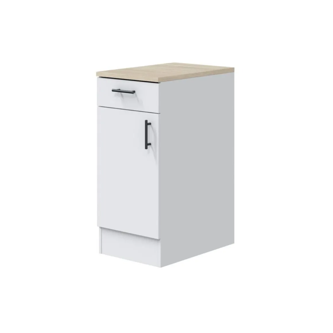 Mueble bajo Kira módulo 1 puerta con cajón blanco/natural 40 cm