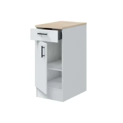 Mueble bajo Kira módulo 1 puerta con cajón blanco/natural 40 cm