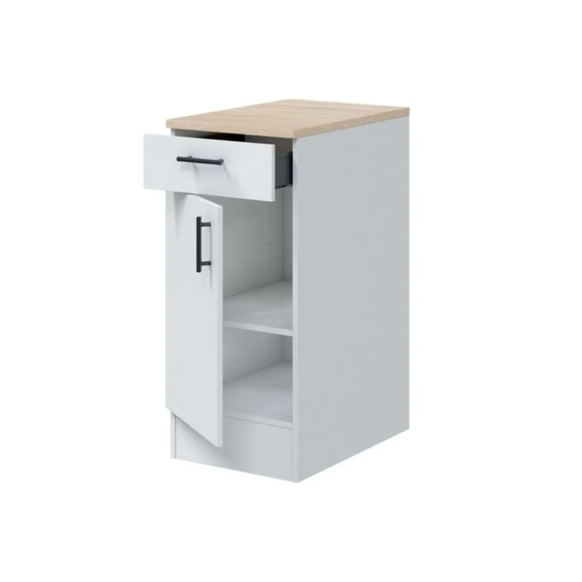Mueble bajo Kira módulo 1 puerta con cajón blanco/natural 40 cm