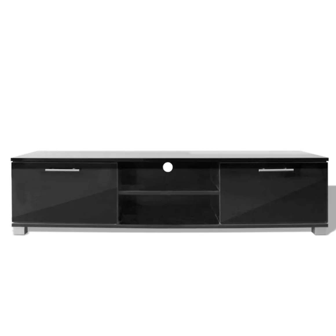 Mueble bajo para TV 2 armarios 2 estantes negro brillo 35x120x40,5 cm