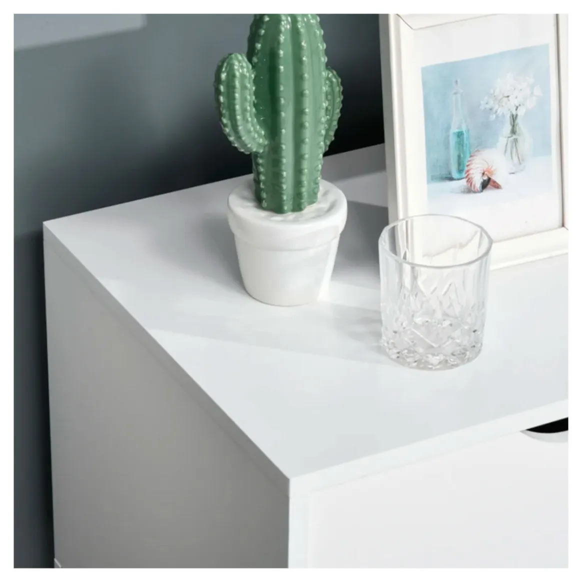 Mueble bajo para TV Homcom 2 armarios + 2 estantes blanco 50x150x39 cm