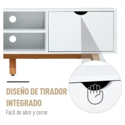 Mueble bajo para TV Homcom 2 armarios + 2 estantes blanco 50x150x39 cm