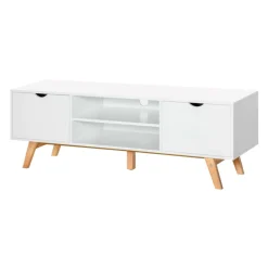 Mueble bajo para TV Homcom 2 armarios + 2 estantes blanco 50x150x39 cm