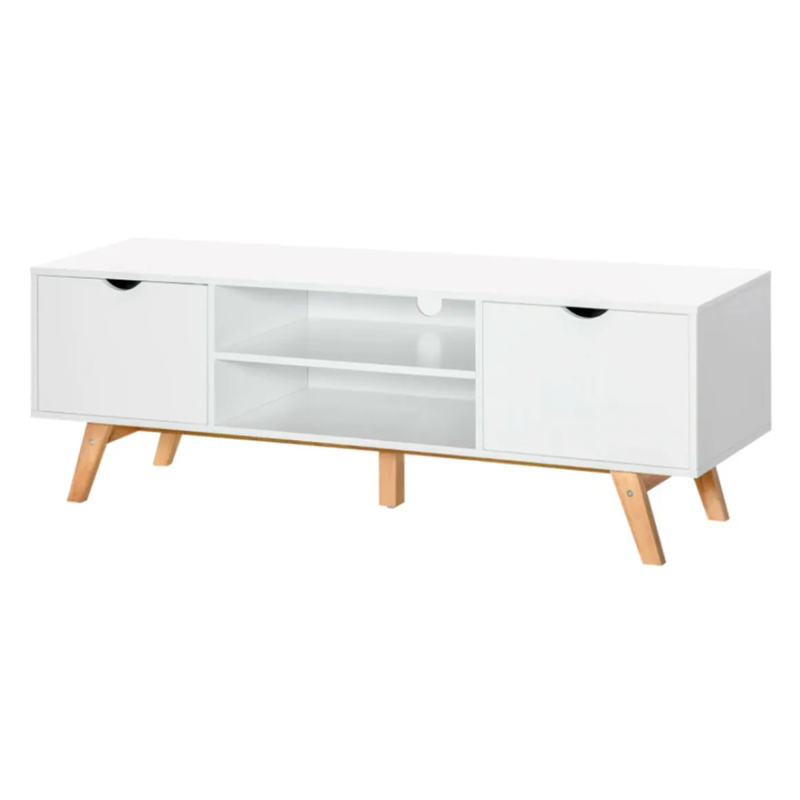 Mueble bajo para TV Homcom 2 armarios + 2 estantes blanco 50x150x39 cm