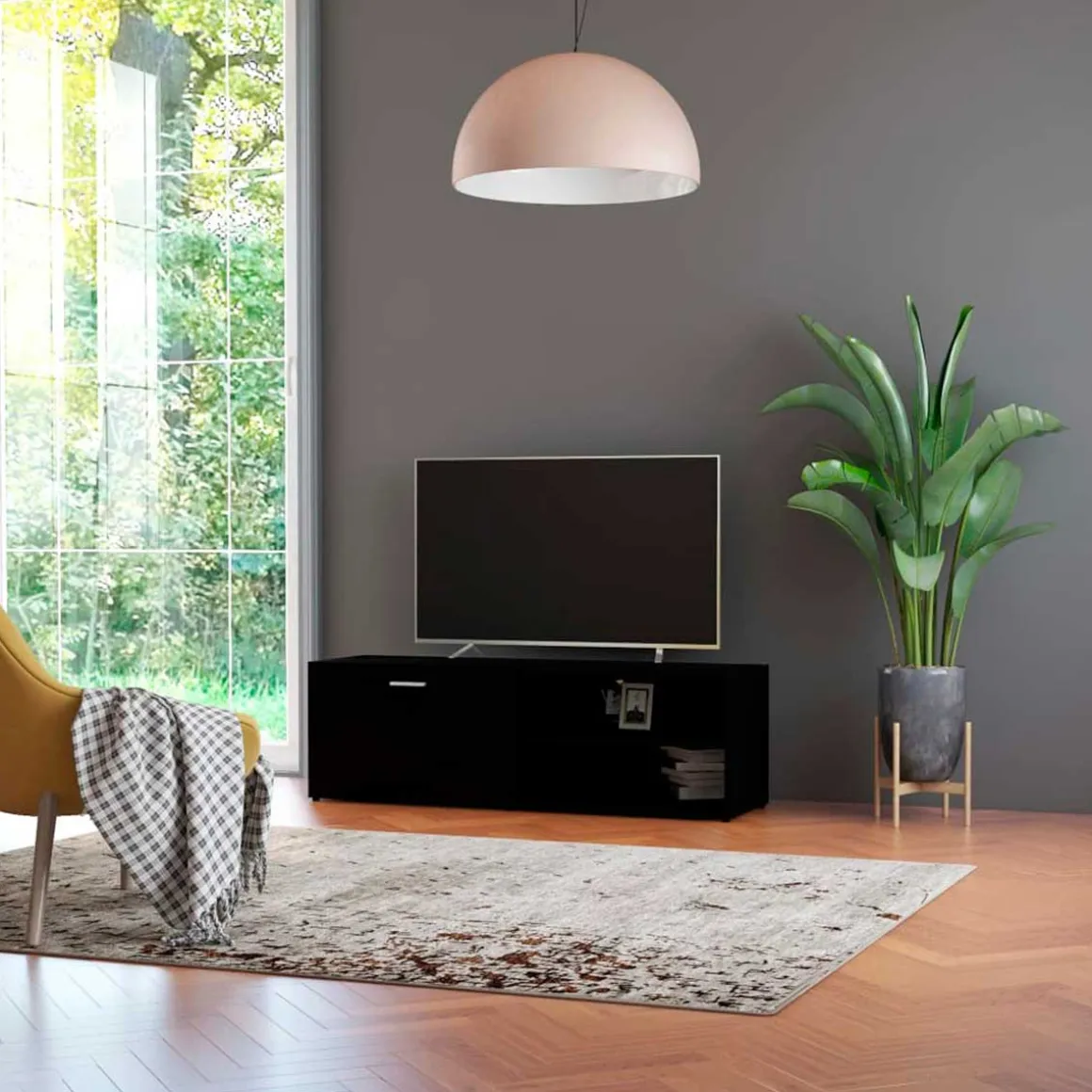 Mueble bajo para TV Nelly 2 estantes + 1 armario madera 37x120x34 cm