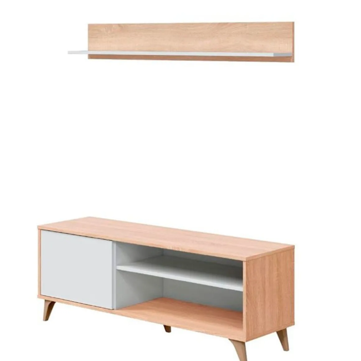 Mueble bajo TV+ estante superior Relax roble canadian/blanco artik