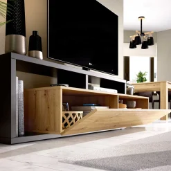 Mueble bajo TV Kram 1 puerta grafito/nordic 47x165x40 cm