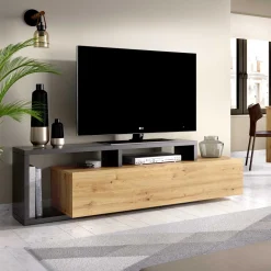 Mueble bajo TV Kram 1 puerta grafito/nordic 47x165x40 cm