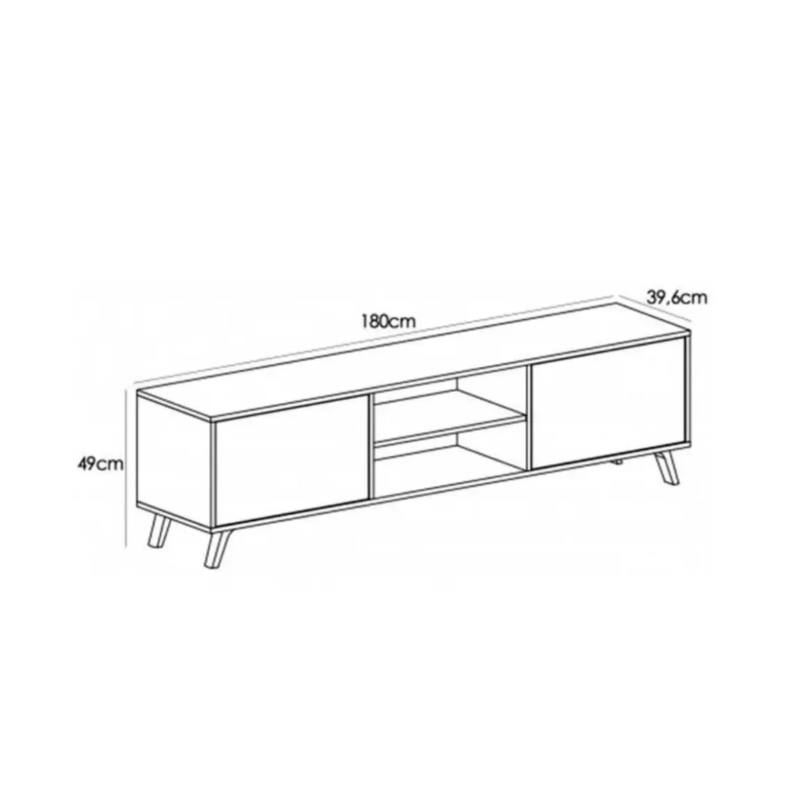 Mueble bajo TV Soto 2 armarios+2 huecos abiertos 49x180x39,6 cm