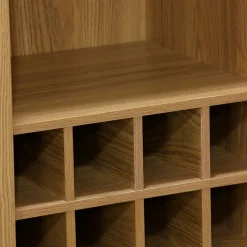 Mueble botellero Trend 12 botellas con puerta y colgador de copas natural 120x80x40 cm