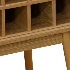 Mueble botellero Trend 12 botellas con puerta y colgador de copas natural 120x80x40 cm