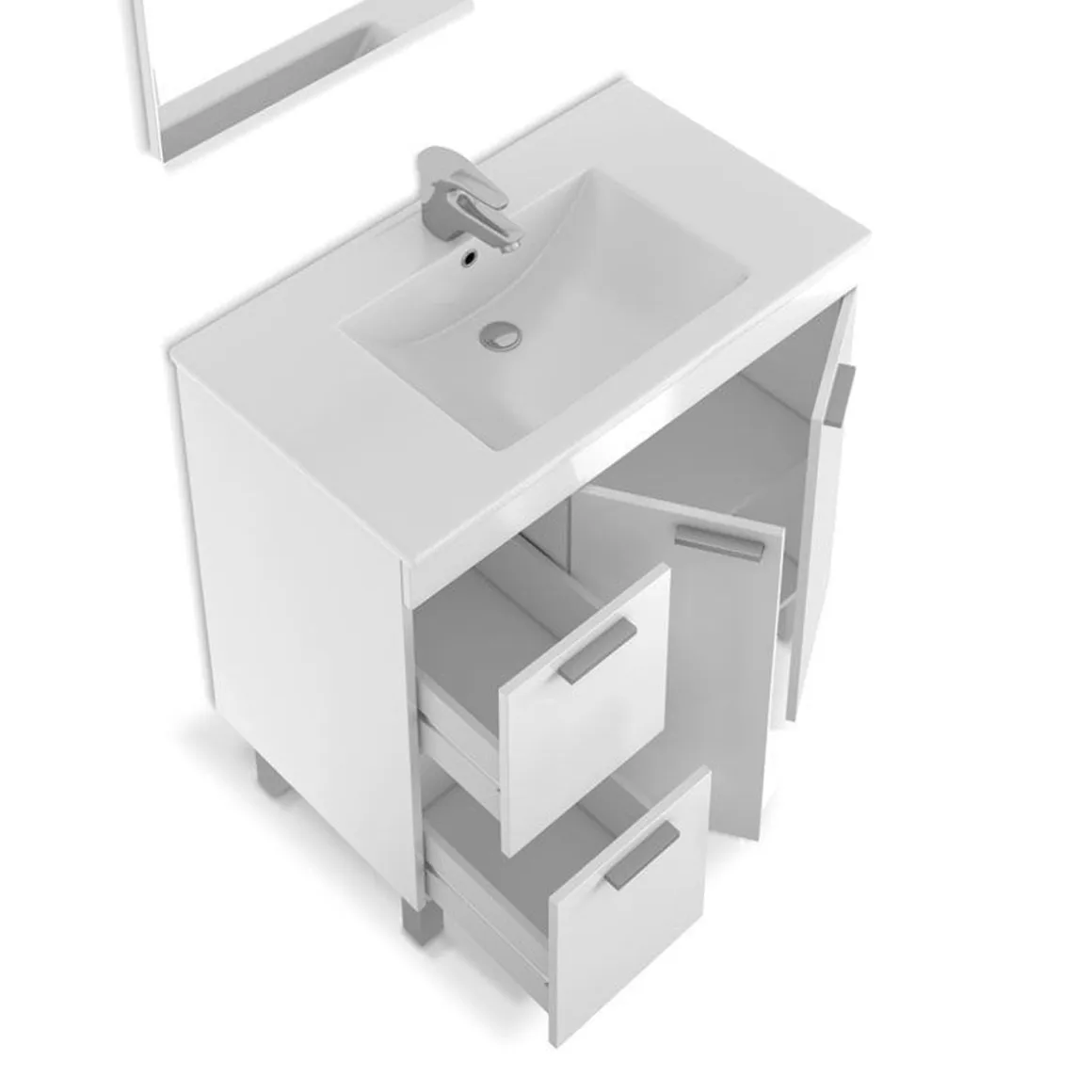Mueble de baño Aktiva 2 cajones + 2 puertas + espejo 80 cm