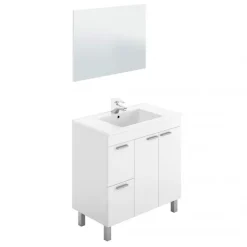 Mueble de baño Aktiva 2 cajones + 2 puertas + espejo 80 cm
