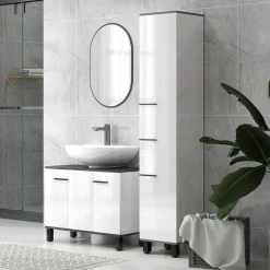 Mueble de baño Amalfi Homcom 2 puertas blanco/negro 60x80x34 cm