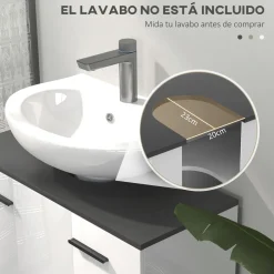 Mueble de baño Amalfi Homcom 2 puertas blanco/negro 60x80x34 cm